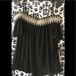 Black off shoulder top with straps